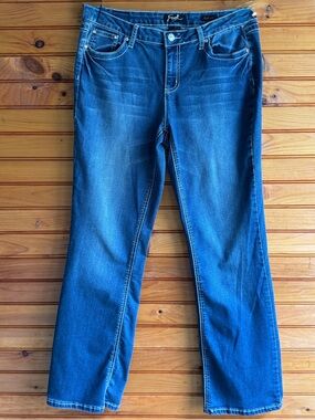 Earl Jeans Bootcut Jeans 12 Blue Y2K Rhinestone Embroidered Western Stretch
